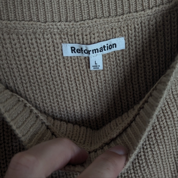 Reformation Yeta Camel Sweater Knit Tank sz L - Picture 3 of 5